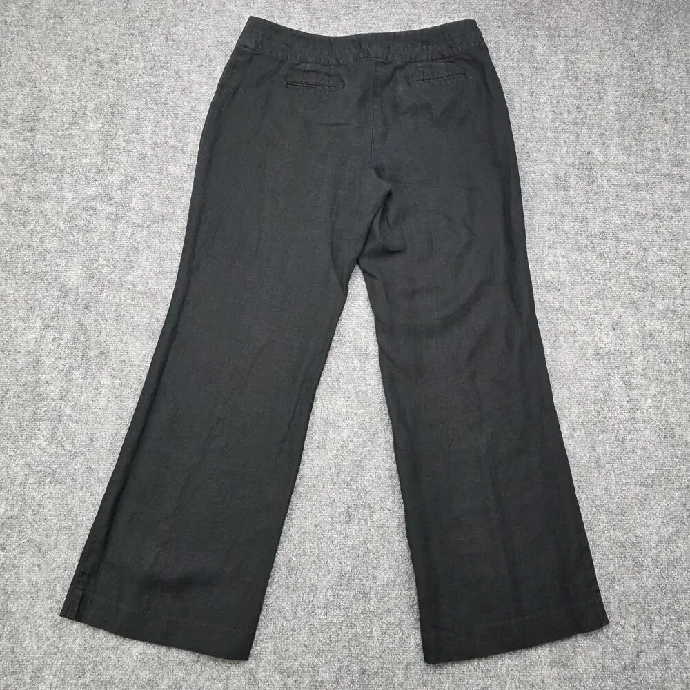 J Jill Pants Womens Petite 10 Black Linen Wide Leg Dress Trousers Casual Summer - Picture 3 of 16